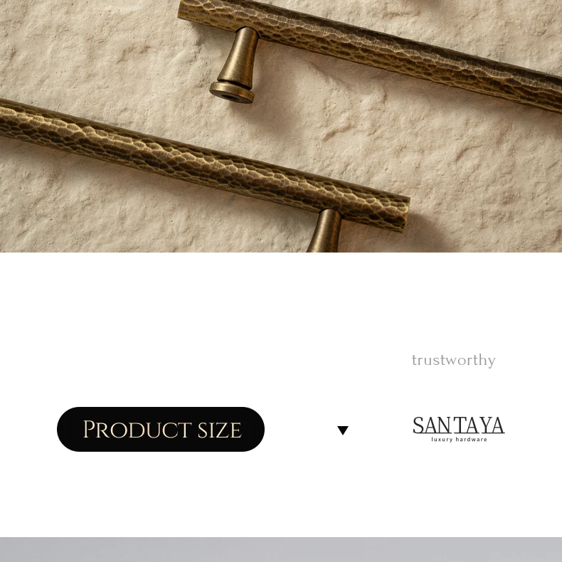 Hand-hammered antique brass cabinet handle 24