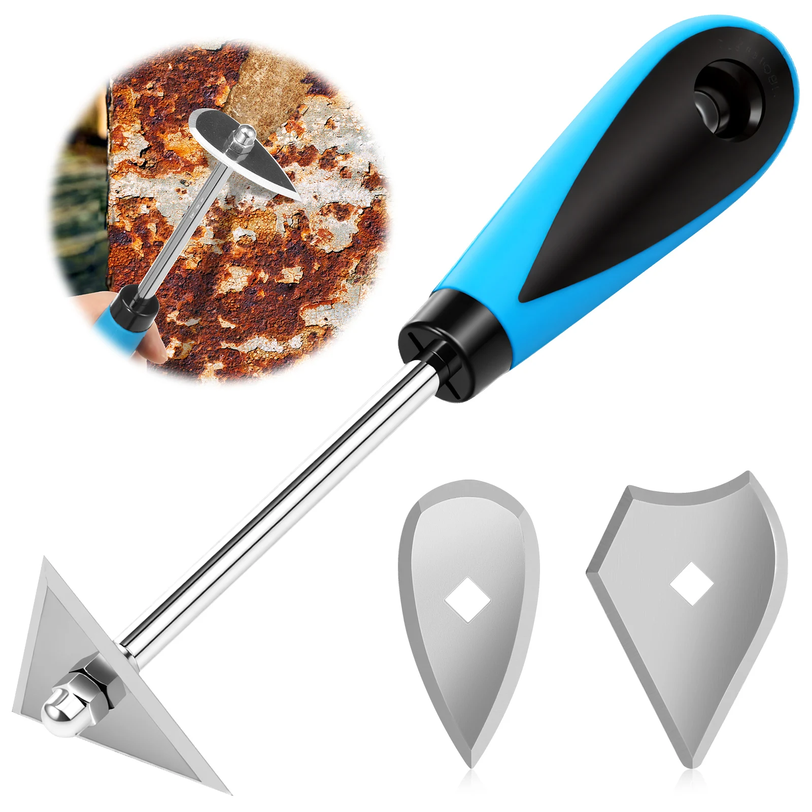 Paint Shave Hook Scraper Stainless Steel Paint Stripper Scraper Tool with 3 Interchangeable Blade for Removing Varnish Adhesive