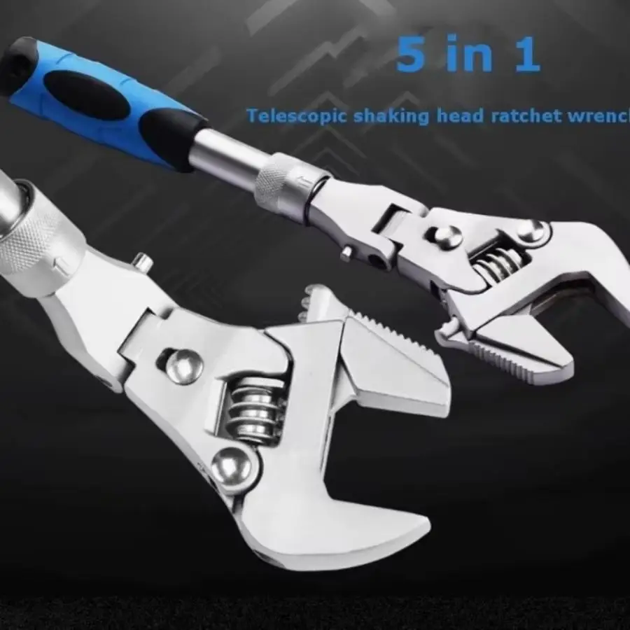 

1 Pcs Multi Functional In 10 Inch Telescopic Adjustable Wrench Folding Shaking Ratchet Wrench Bathroom Air Conditioning Wrench