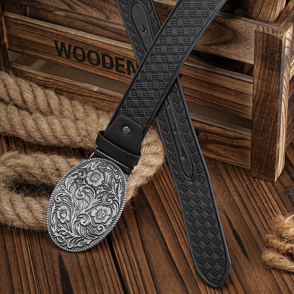 Ein lässiger Retro-Gürtel im Western-Stil für Herren und Damen! PU-Ledergürtel mit Metallschnalle, geeignet für den täglichen Arbeitsgebrauch – Detail 7