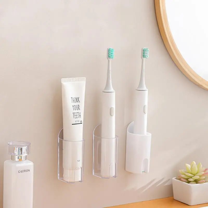 1pcs Non Perforated Toothbrush Holder Electric Toothbrush Base Space Saving Wall Mounted Toothbrush Holder Bathroom Accessory