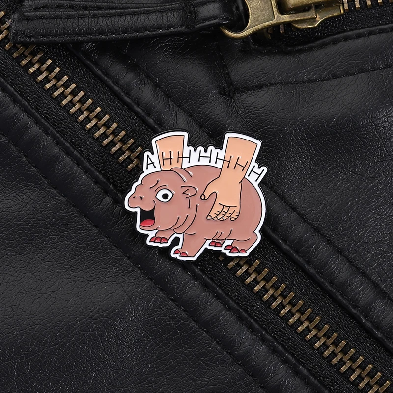 Screaming Animal Pin Whimsical Absurd Style Ahhhhhh Quote With Extra Arms Design For Quirky Humor Lovers Backpack Gift