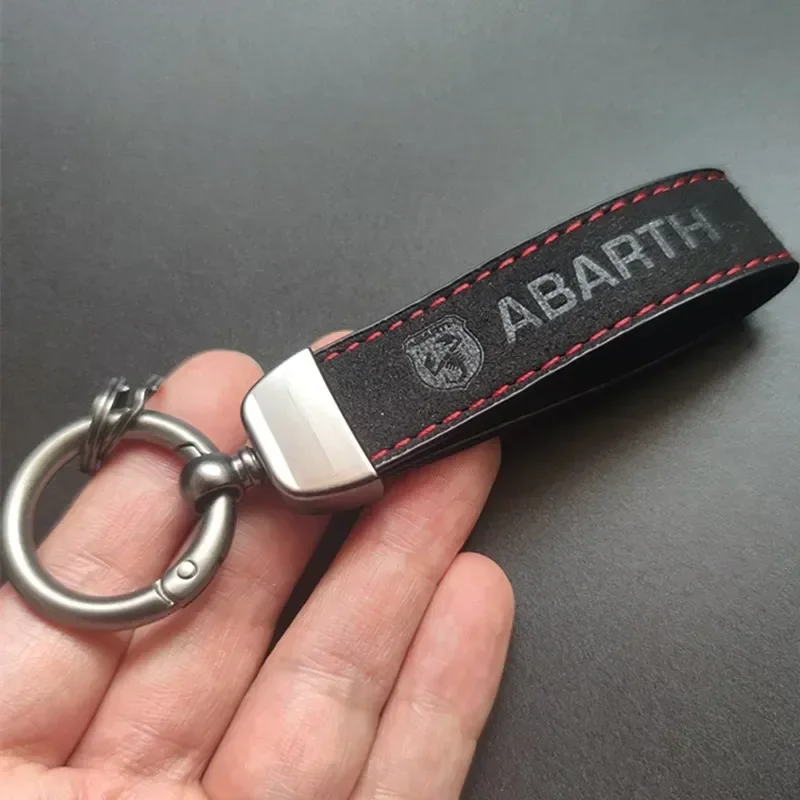 Luxury Suede Leather ABARTH Keychain for Fiat Abarth 595 500 124 Spider Key Ring Car Accessorie