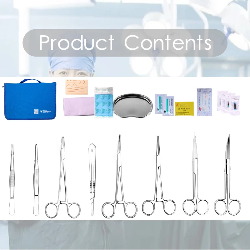 Surgical Training Set Student Nurse Suture Surgery Practice Kit with Needle Scissors Silicone Wound Skin Pad Model Teaching Tool