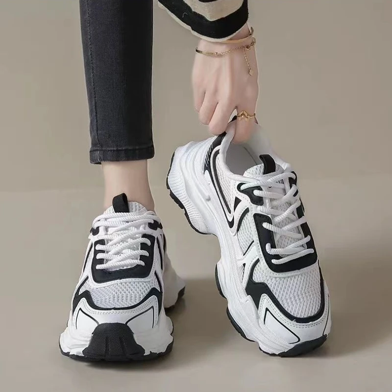 ​Women's Chunky Sneakers 2025 Spring Autumn Thick Sole Breathable Mesh Comfortable Durable Shoes for Everyday Wear​