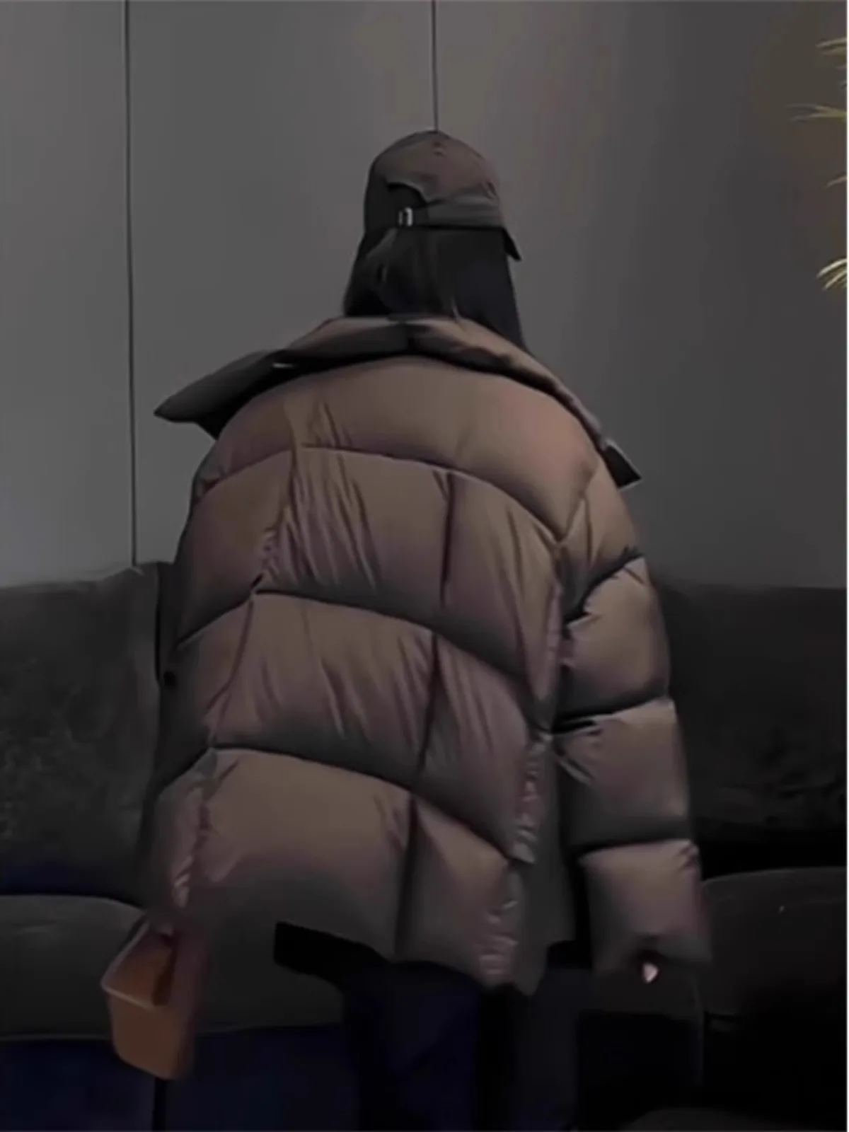 Faionable marrom pão para baixo Jaet feminino inverno novo sle gola grande rua sle commute ele casaco de fibra de poliéster