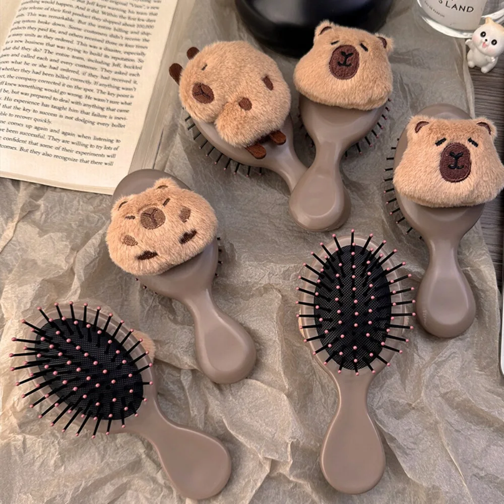 New ABS Capybara Air Cushion Comb Plush Anti-Static Hair Combs Cute Cartoon Kapibala Airbag Comb Women