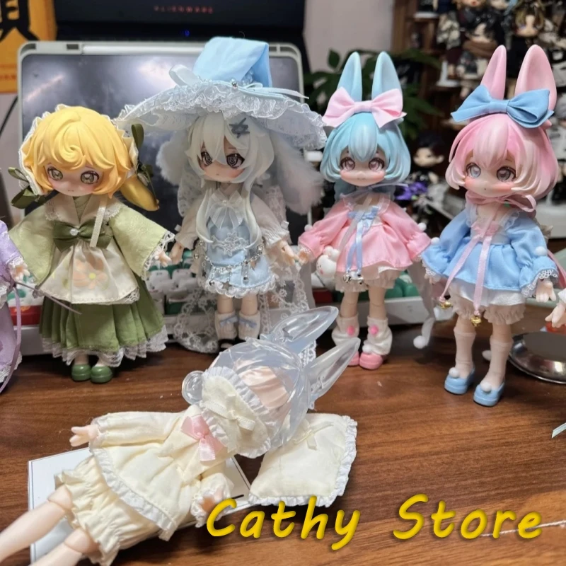 Inedible Doll 1/12 Movable Blind Box Jump Lunar Time Bunny Baby Series Mystery Box Figures Desktop Dec Collect Birthday Dollgift