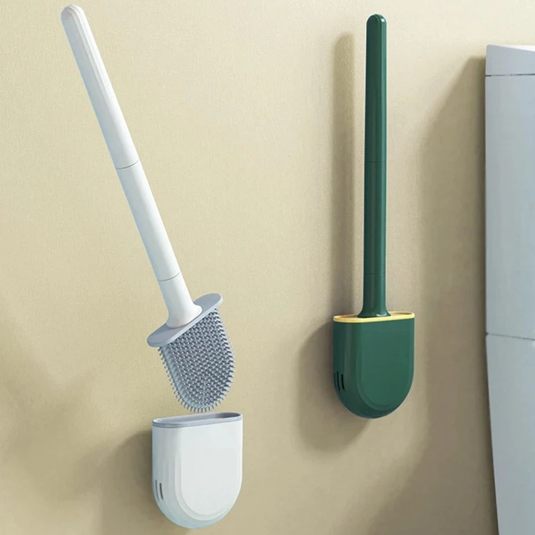 

Wall Hanging Toilet Brush Bathroom Accessories Toilet Detergent Silicone Toilet Brush Long Handled Soft Bristles WC Cleaning