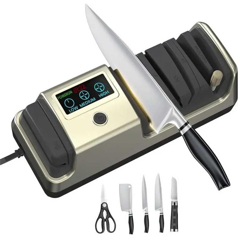 

Электрическая точилка для ножей SYW-Meat Cleaver 5-в-1 с алмазными абразивами, ЖК-экраном и 3 регулируемыми скоростями вращения, новинка, США