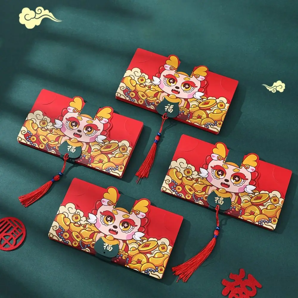 Creative DIY Packing Folding Red Envelope Cartoon Fodable 2025 New Year Packet Cute Blessing Bag Party Gifts