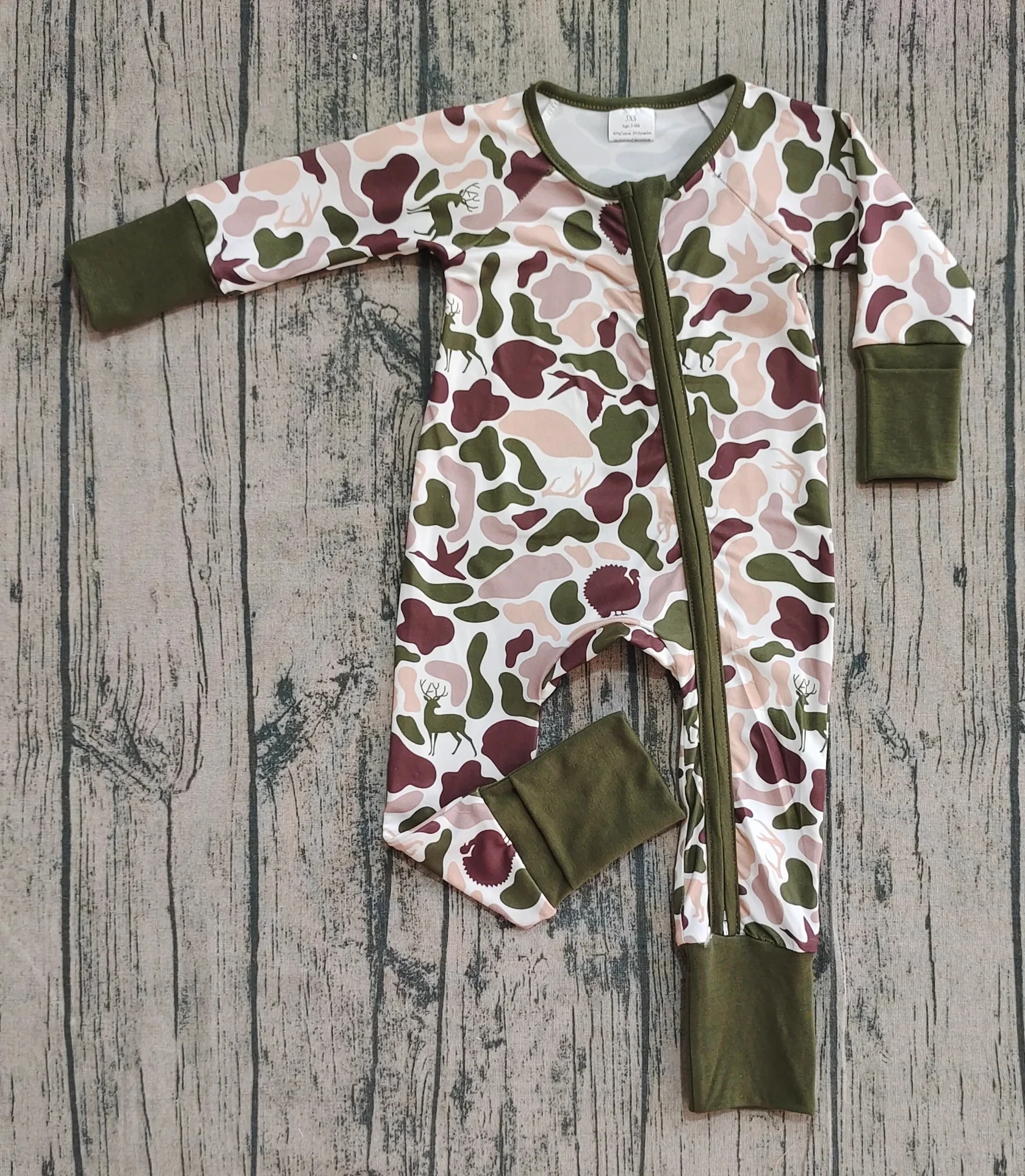 

Wholesale Toddler Newborn Coverall Bodysuit Children Baby Boy Long Sleeves Infant Camo Romper Kids Zipper Ducks Dogs Clothes
