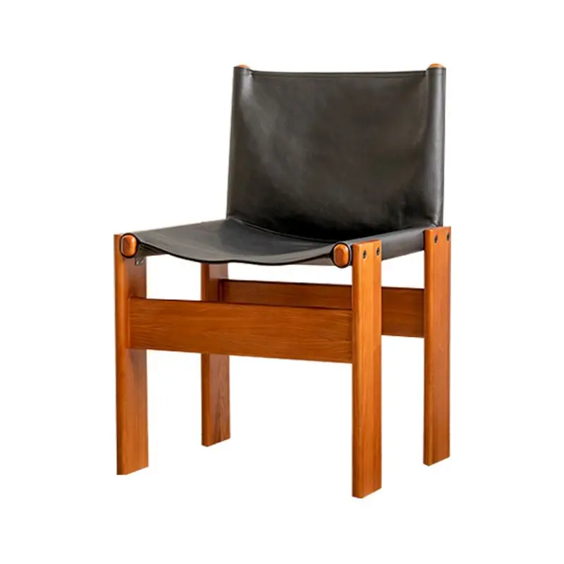 Designerskie drewniane krzesła do jadalni Mid Century Kitchen Office Lounge Chair Tapicerka Skórzane meble domowe