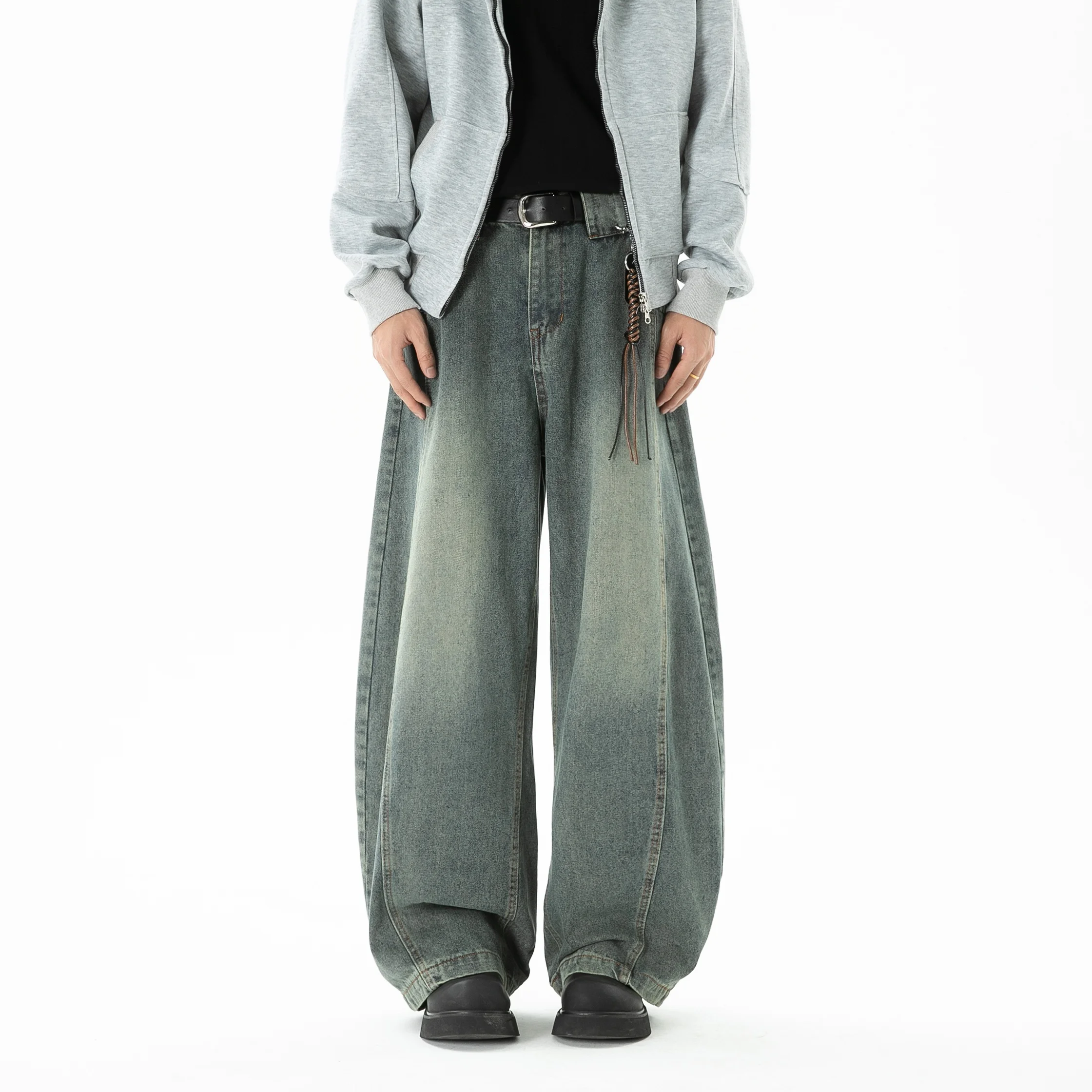 

American Retro Street Style Water Washed Wide Leg Jeans Loose Long Pants Banana Pants Scythe Pants Youth Summer Casual Jeans
