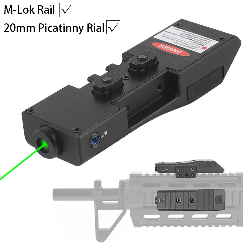 M-Lok/20mm Picatinny Rail Laser Sight Ultra-Low Profile Green Laser Sight for Rifle Hunting Shooting Airsoft Accessories