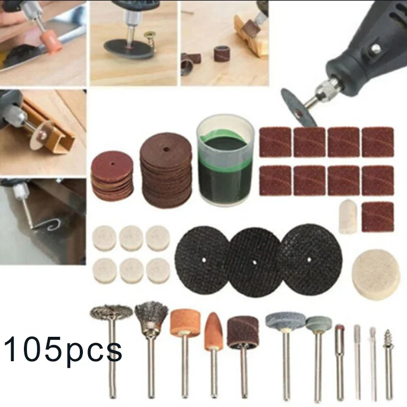 Nieuwe Collectie 105 stks/set Elektrische Boor Grinder Rotary Tool Slijpen Graveren Polijsten Kit Accessoires Voor Snijden Graveren