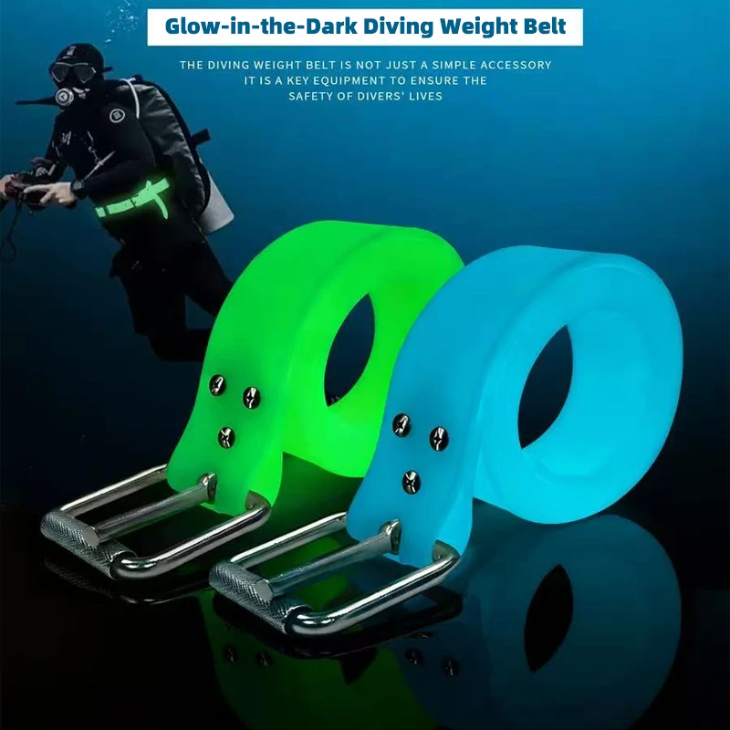 Cinturón de Lastre para Buceo Libre que Brilla en la Oscuridad, 1.5M y 1.3M - Cinturón de Silicona Ajustable de Liberación Rápida para Buceo y Pesca Submarina