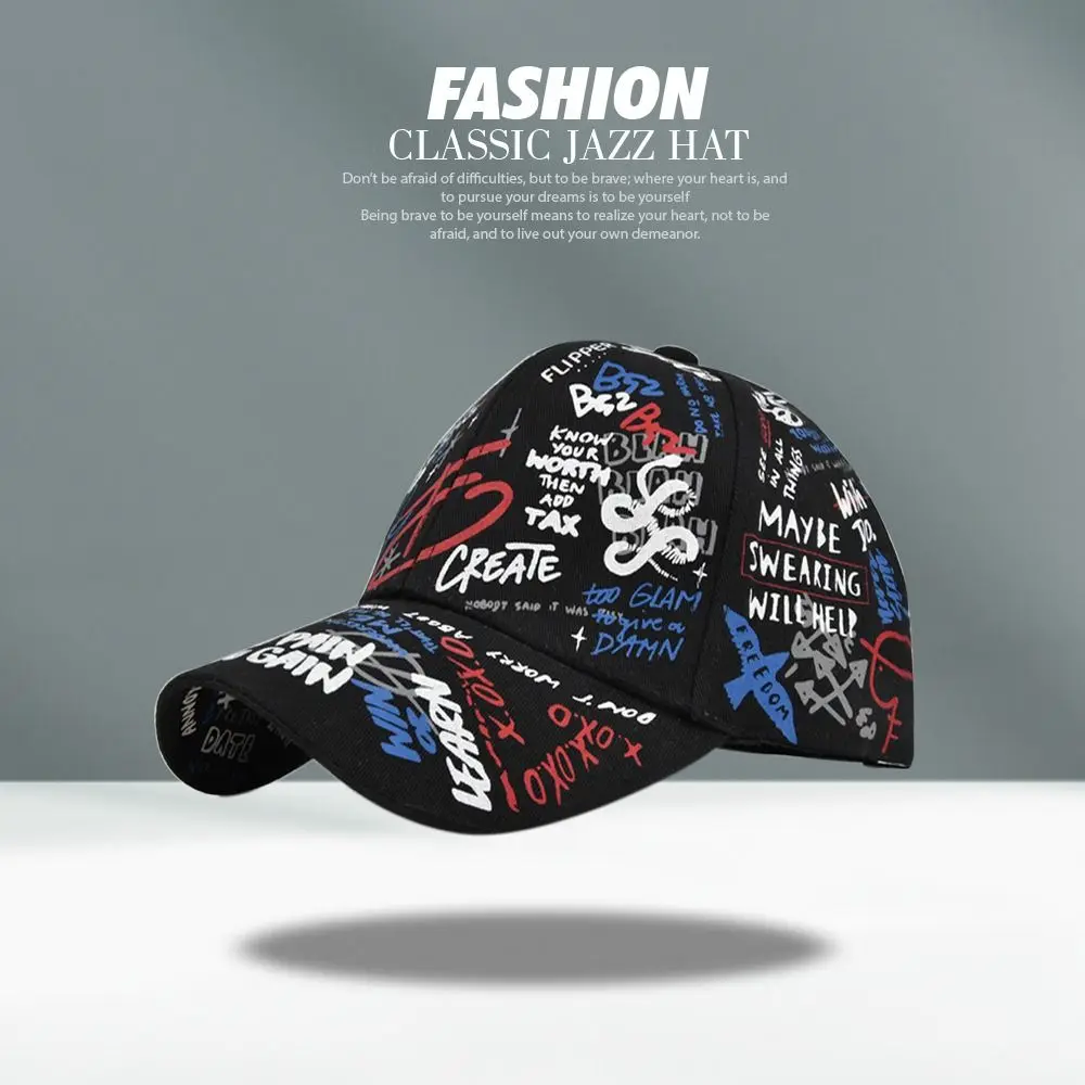 Afdrukken Graffiti Graffiti Baseball Cap Letter Geometrie Persoonlijkheid Hip Hop Baseball Cap Verstelbare Casual Hoeden