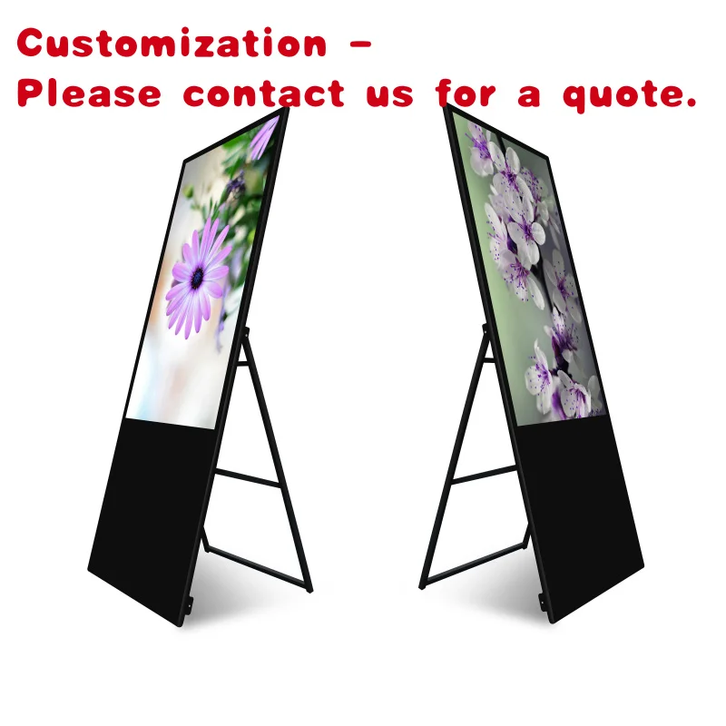 custom.Indoor LCD Digital Poster Movable Advertising Media Player A-type Portable Display Digital Signage and Display Store