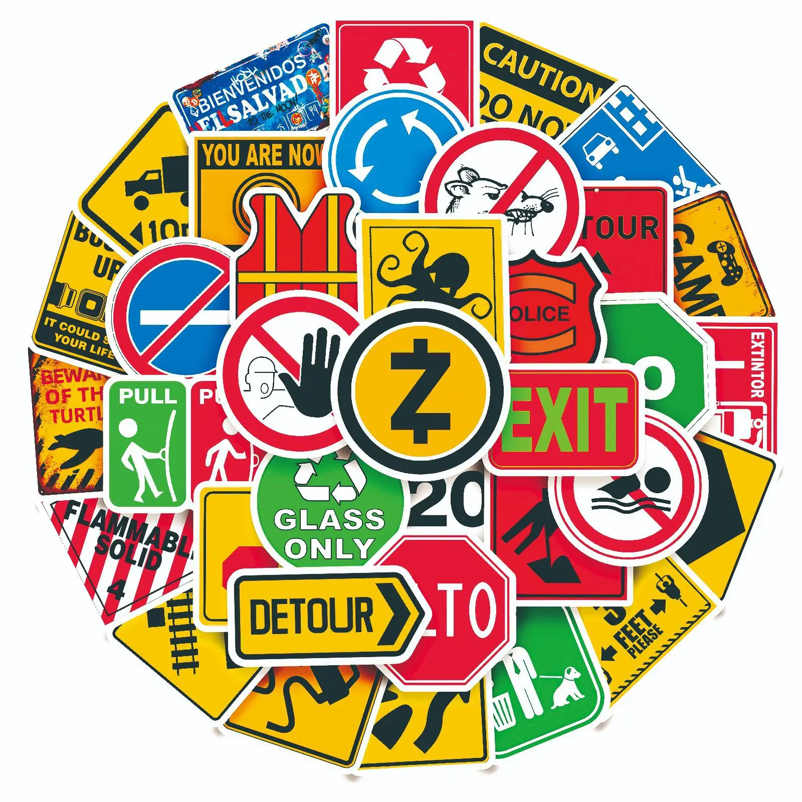 50PCS Road Signs and Warning Signs Stickers Graffiti Stickers DIY Diary Phone Case Handmade Scrapbook Aesthetic Stickers