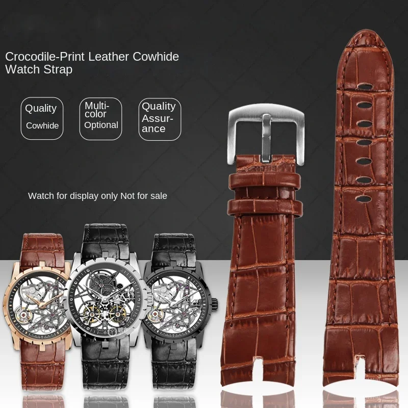 

Cowhide watch strap 26mm For Roger Dubuis For EXCALIBUR series watch band 42mm dial RDDBEX0405 Steel buckle Men‘s Accessories