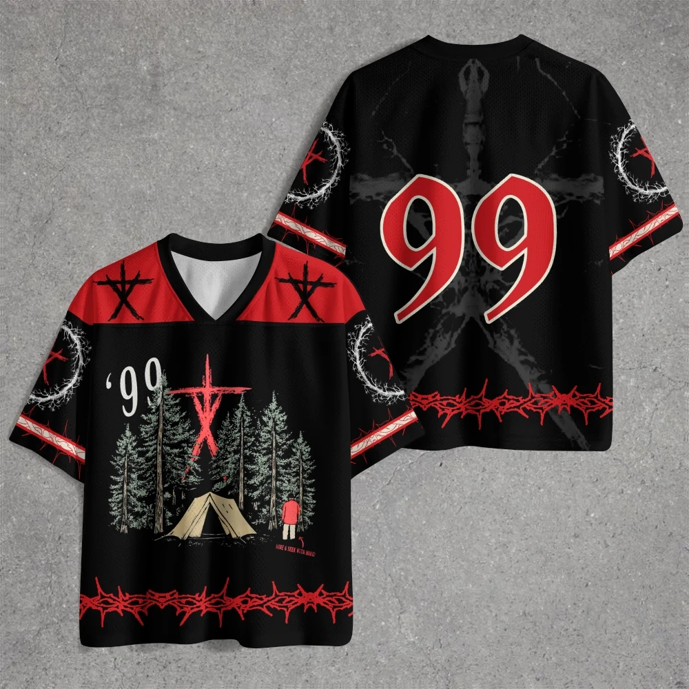 Blair Witch Project 99 Horror Movie Shirt Black Red Football Style T-shirt Neutral Casual Sports Short Sleeve Top Fan Family Mat