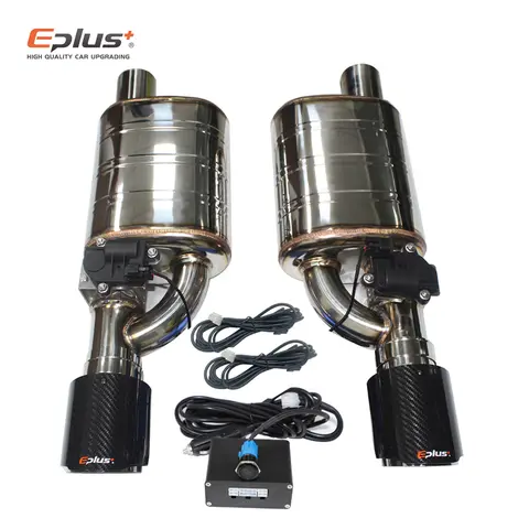 EPLUS 1 Pair 2pcs Car Exhaust System Electric Valve Control Exhaust Pipe Kit Adjustable Valve Angle Silencer Stainless Universal