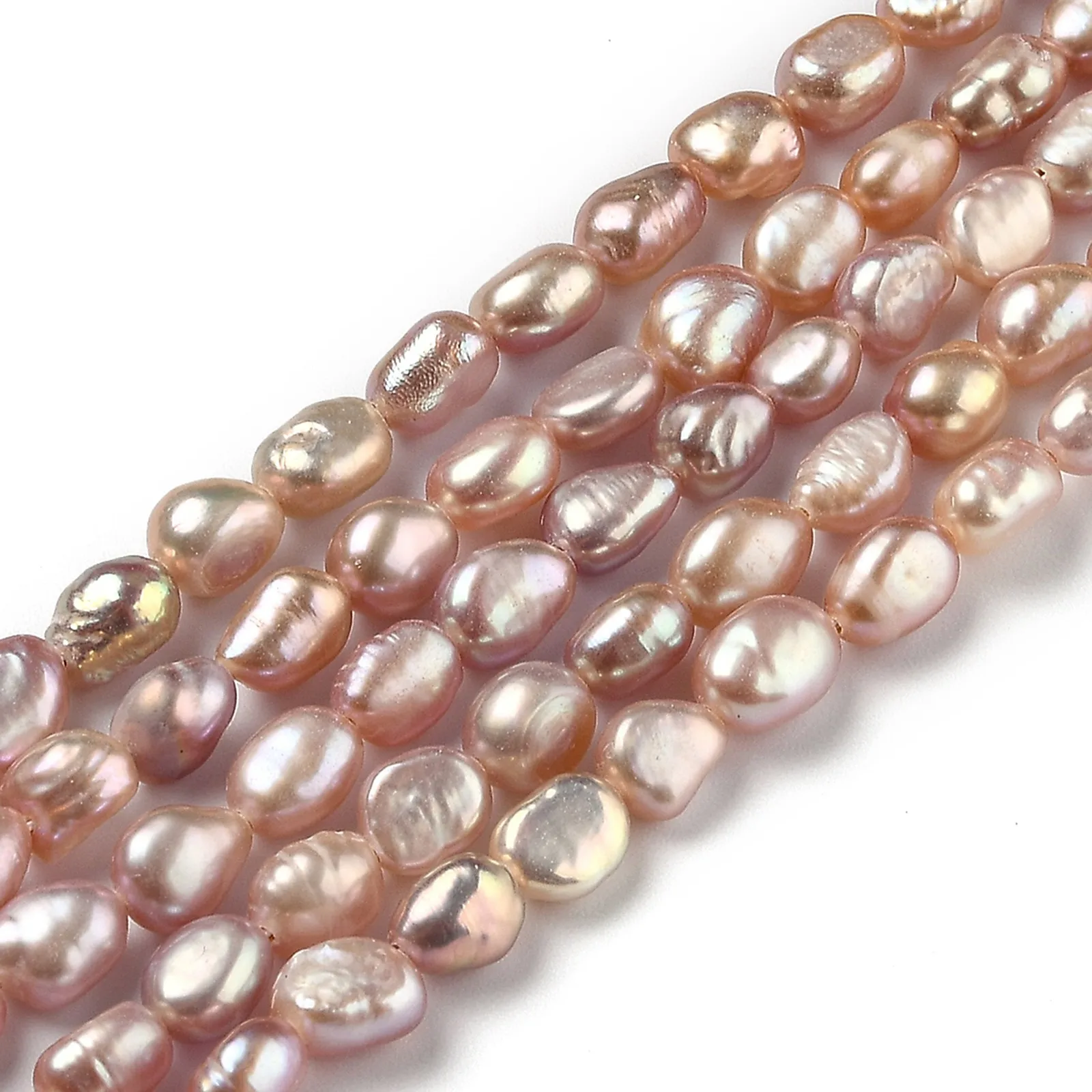 48pcs/strand Natural Cultured Freshwater Pearl Beads Rice Shape Dyed Loose Beads 6~9x4.5~6mm For Pearl Handmade Jewelry Making