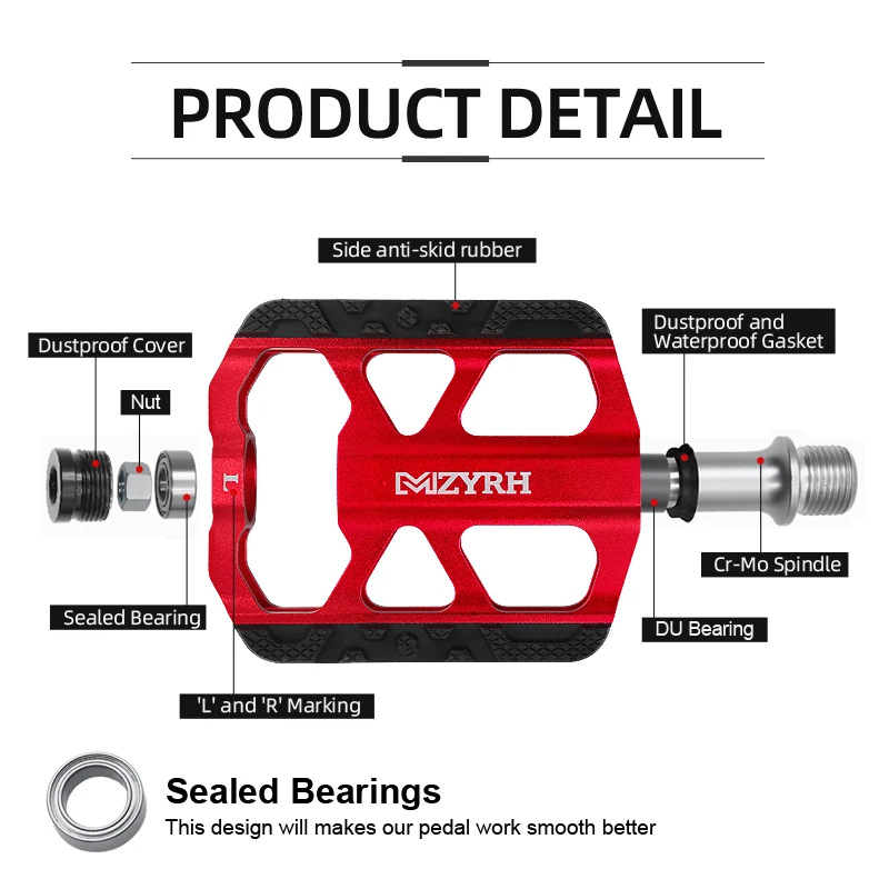MZYRH  Bike Pedal Reflective Non-Slip Small Pedals Aluminum Alloy Flat Applicable Waterproof Bicycle Pedals