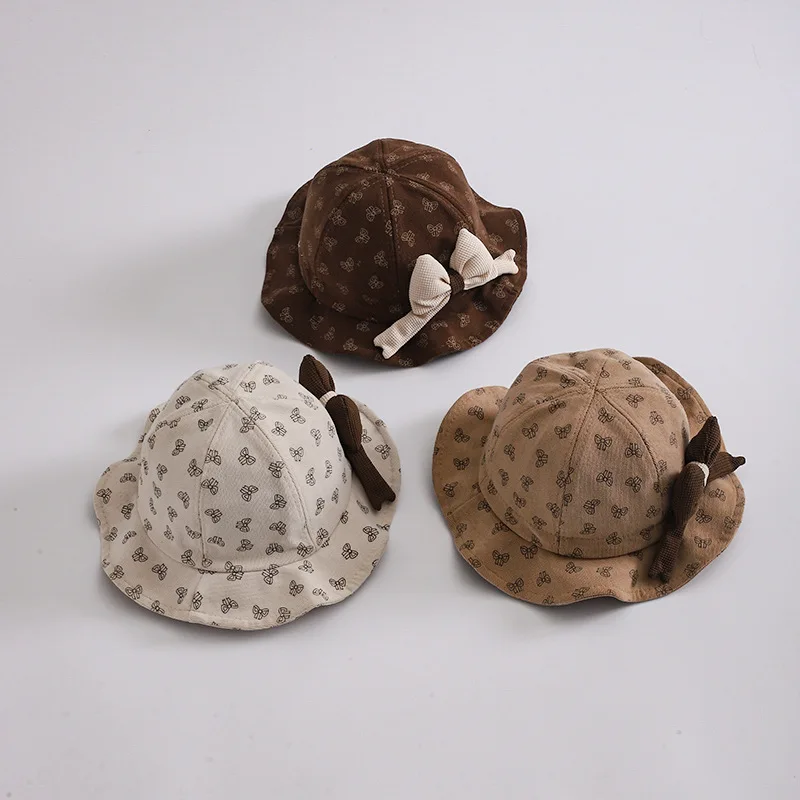 

Cute Bow Ruffle Baby Bucket Hat Summer Wide Brim Sunshade Fisherman Cap Soft Cotton Kids Boy Girl Panama Sun Hats