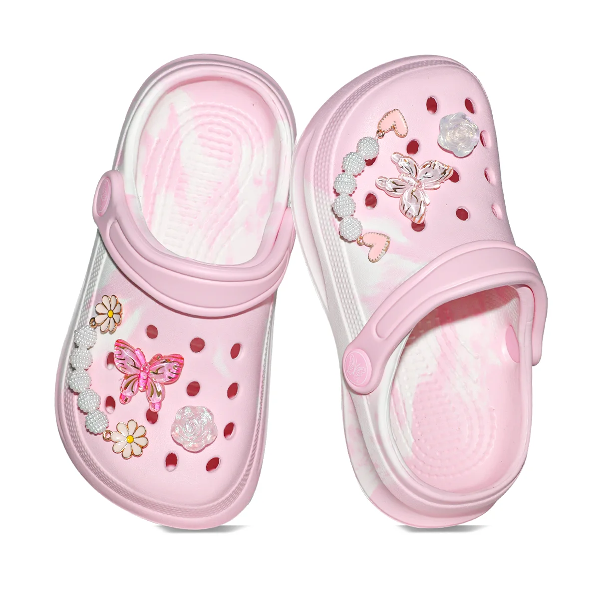 Kids Slip-On Clogs and Mules, Breathable, Waterproof, EVA Garden Shoes with Decorative Chain for Beach and Everyday Wear 168