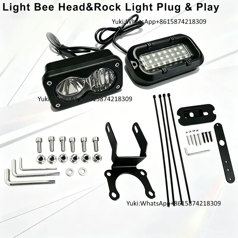 Sur-Ron Light Bee LBX Plug and Play Dual LED Headlight Kit 8-36V Baja Style With Rock Light