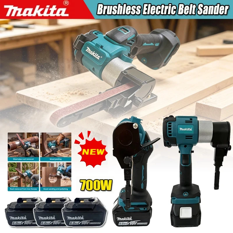 Makita Brushless Cordless Belt Sander Portable Straight Sanding Machine Multifunctional Metal Wood Polishing Derusting PowerTool