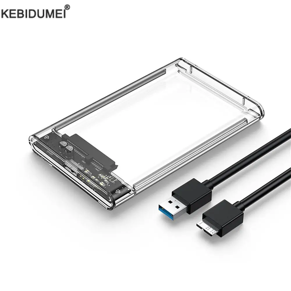 USB 3.0 SSD Enclosure 2.5 inch External Hard Drive Case High Speed 5Gbps USB 3.0 to SATA Transparent Mobile HDD Box