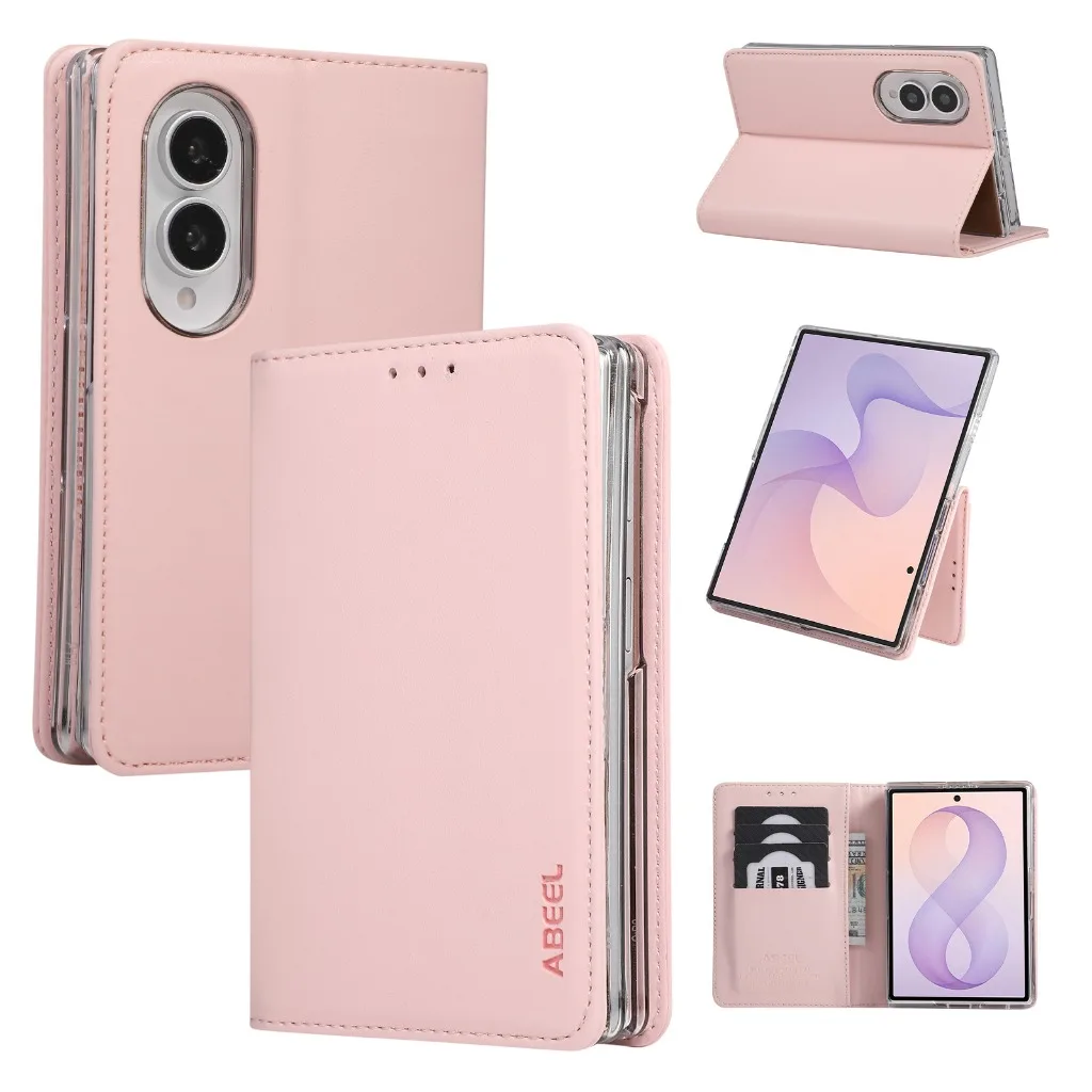 Pink RFID blocking card holder wallet phone case for Samsung Galaxy Z Fold 8