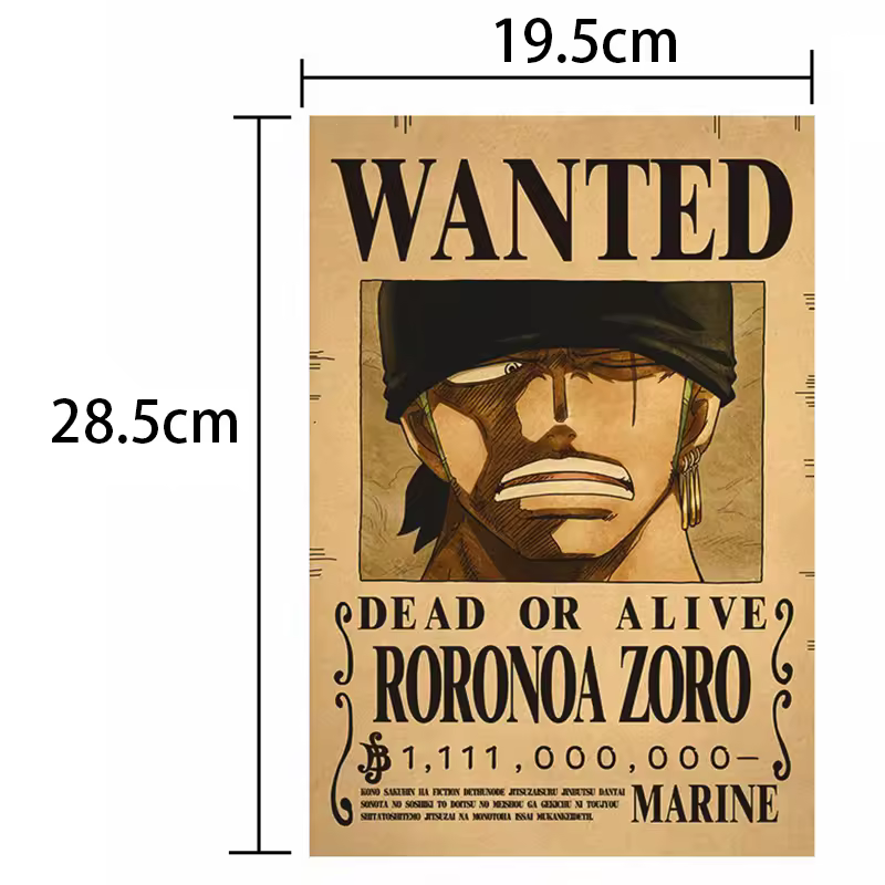 10Pcs Anime One Piece Luffy Wanted Vintage Posters Set for Room Wall Decoration Cartoons Zoro Wanted Painting Stickers Toys Gift - Image 2