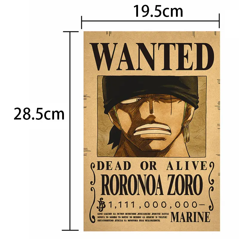 10Pcs Anime One Piece Luffy Wanted Vintage Posters Set for Room Wall Decoration Cartoons Zoro Wanted Painting Stickers Toys Gift - Image 2