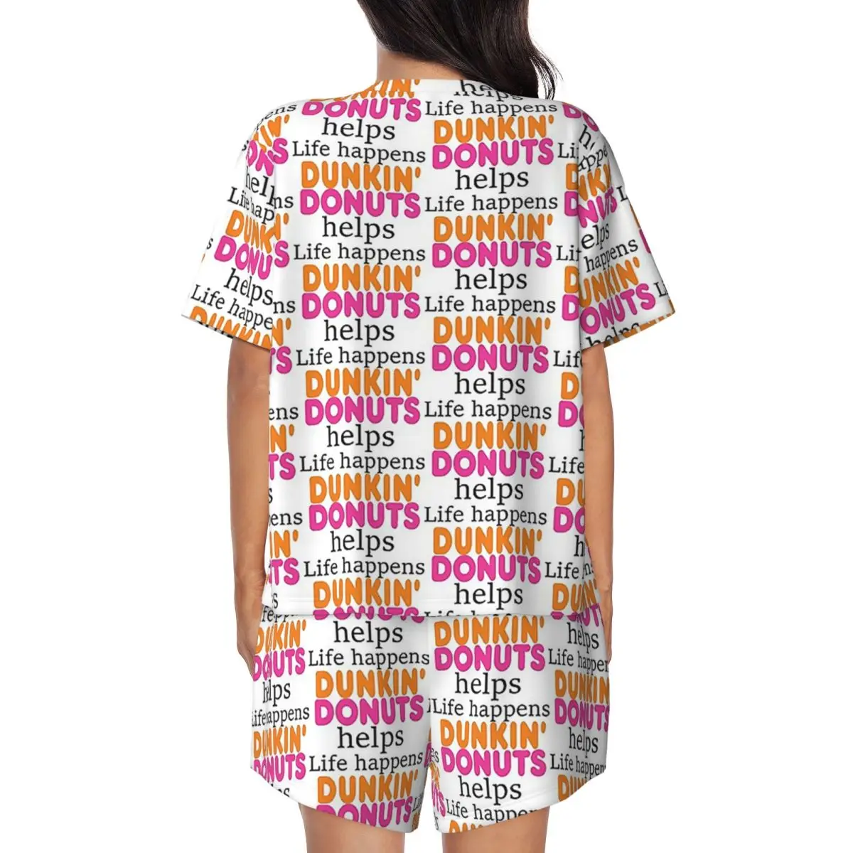 Life Happens... Dunkin Donuts Helps Round Neck Short Sleeves Nightdress for Sleeping Sleepshirts Women Soft