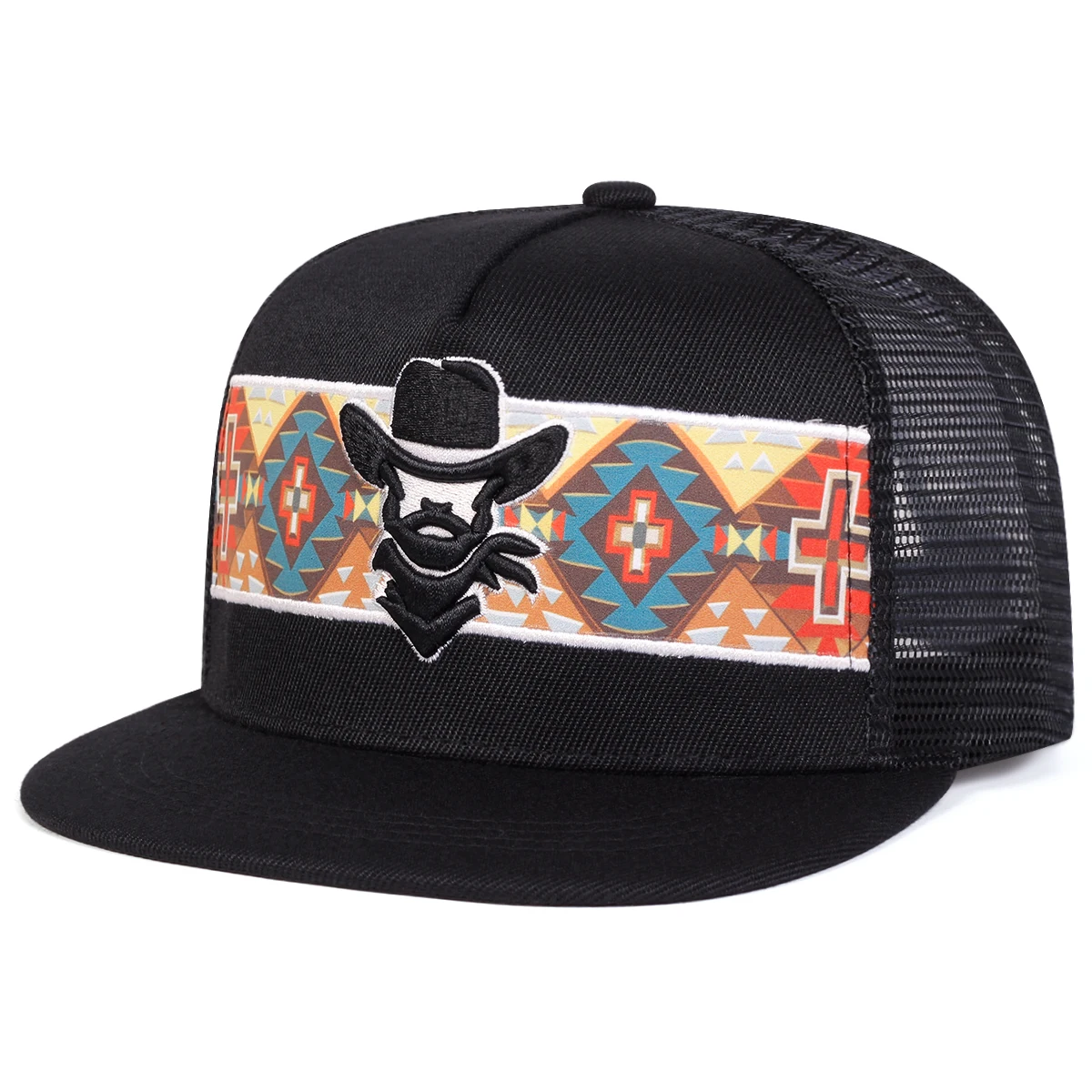 Unisex Western cowboy embroidery Hip-hop Net Hats Spring Summer Outdoor Adjustable Casual Baseball Caps Sunscreen Hat Sports Cap