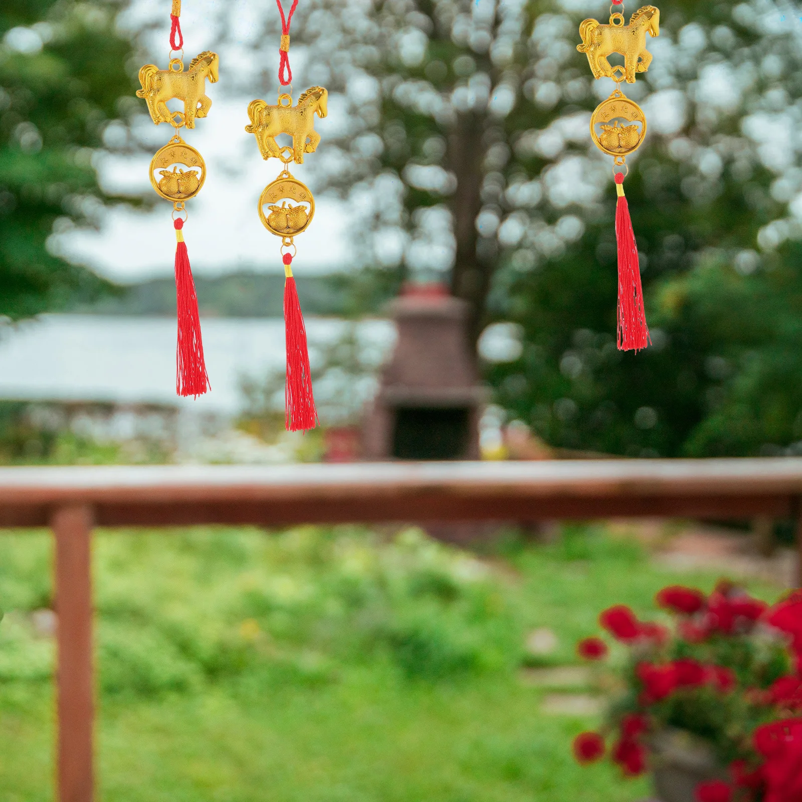 

6Pcs Chinese New Year Hanging Ornaments Spring Festival Lucky Pendants Year of Horse for Bonsai Tree Festival Decoration Tassels