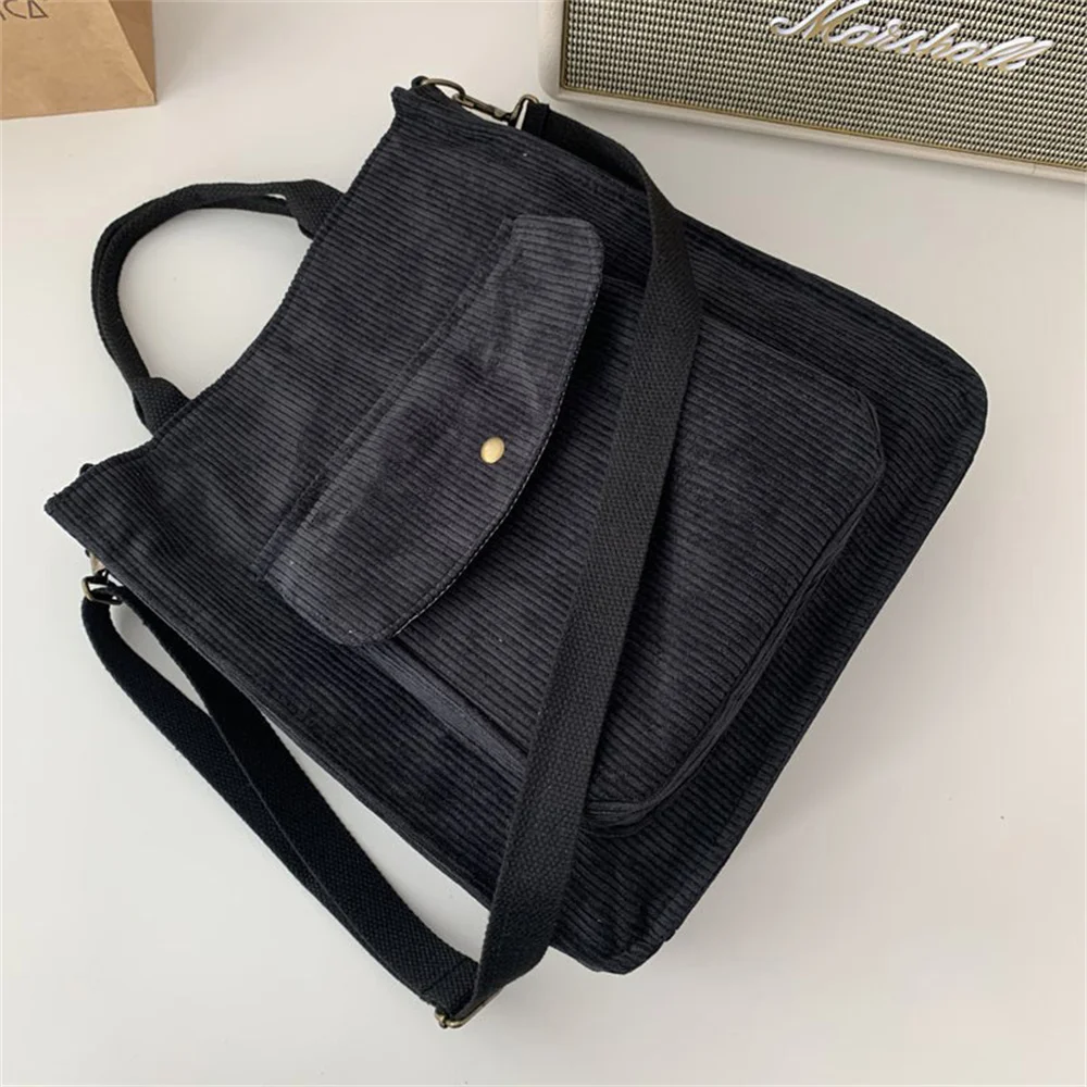 Borsa da donna in velluto a coste moda semplicità borsa a tracolla grande capacità borsa a tracolla Harajuku una spalla