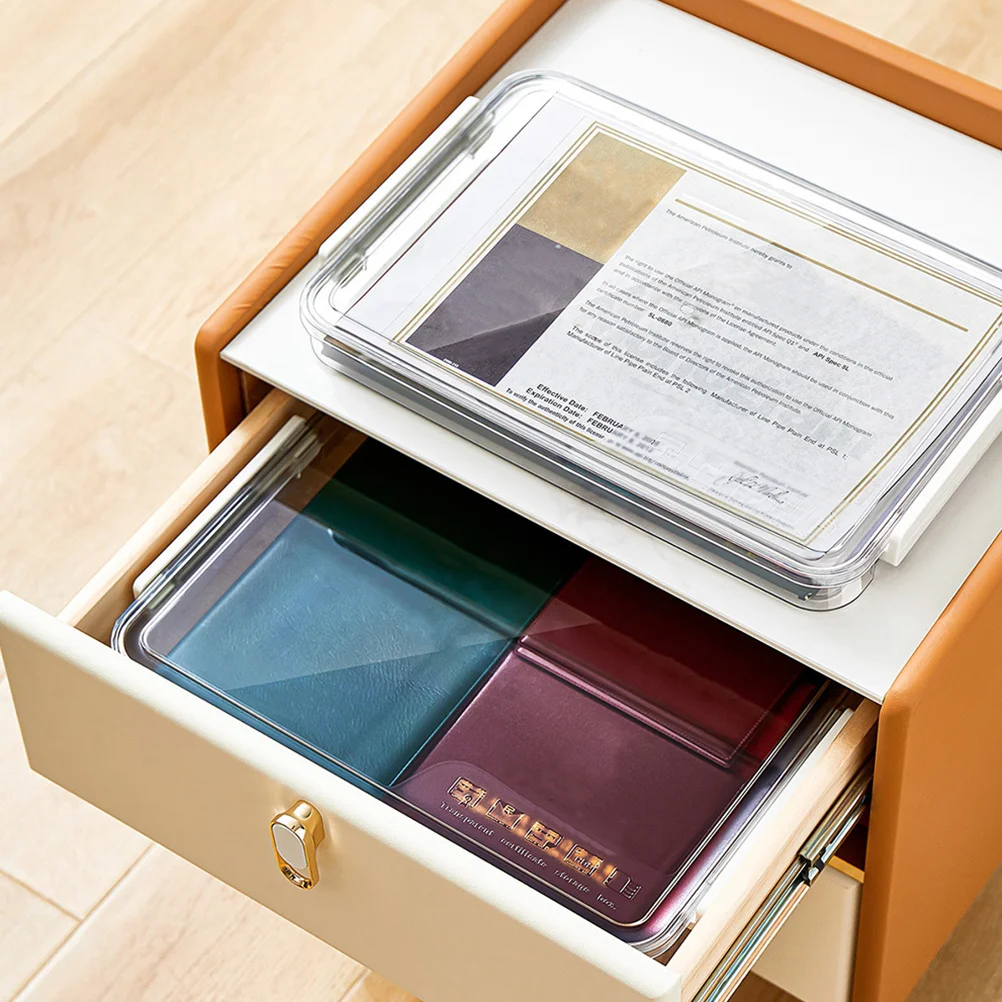 

Transparent Document Organizer Stackable File Holder Plastic Case Desktop File Storage Box Office Document Organizer