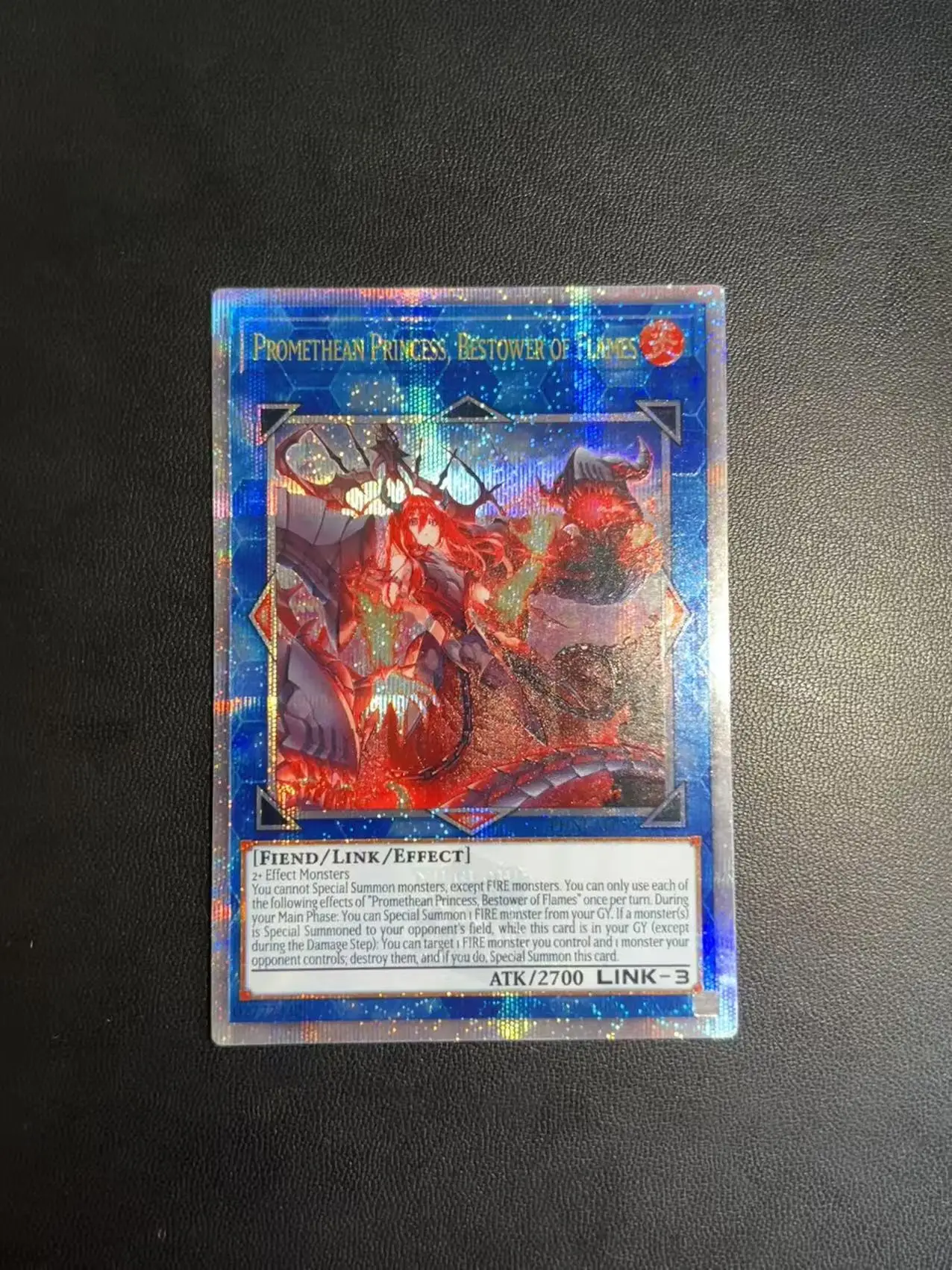 Yu-Gi-Oh!Phantom Nightmare+1 BONUS PACK Promethean Princess, Bestower of Flames PHNI-AE052 TCG QCSER DIY Card (Not Original)