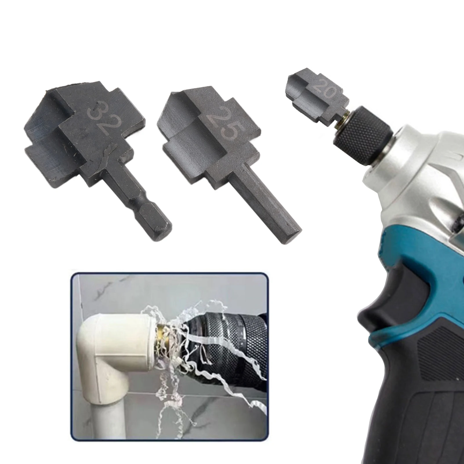 

3Pcs Water Pipe Puncher Drill Bit PPR Lifting Stepped Drill Bit Hexagon Shank Easy Disassemble Water Pipe Connection 20/25/32mm