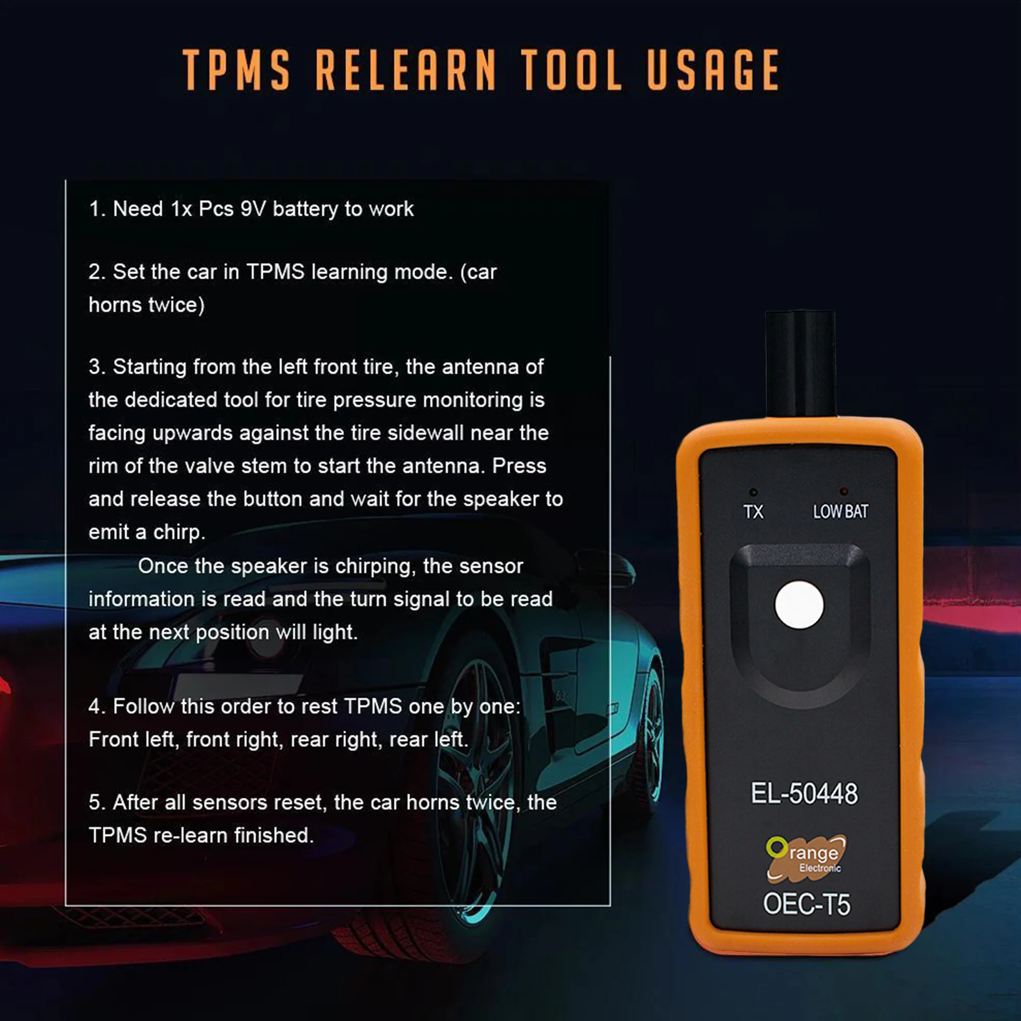 EL50448 TPMS Relearn Tool GM Chevy Ford Activation Tool Auto Tire Pressure Monitor System Sensor OEC-T5 for Buick/Chevy/Cadillac