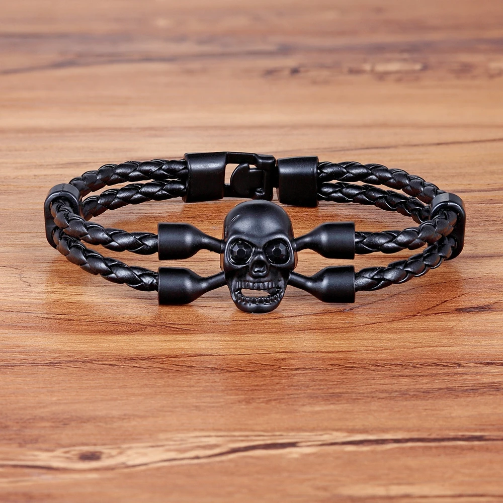 سوار جلد جمجمة XQNI-bin للرجال ، سحر الذكور ، مجوهرات للأولاد ، فارس ، هيكل عظمي ، هدية عيد ميلاد