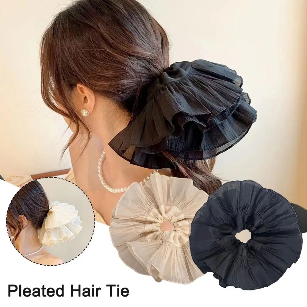 Korean Style New Fashion Folding Elastic Hair Scrunchie Hair Rope Simple Oversized Headband Hair Accessories For Women Girl S2Y0