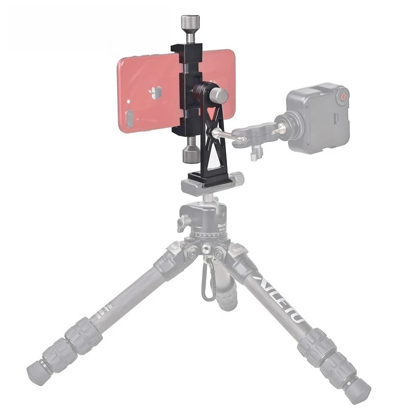 360° Rotatable All Metal Phone Tripod Clamp Horizontal Vertical Shooting Holder for Live Stream Photography