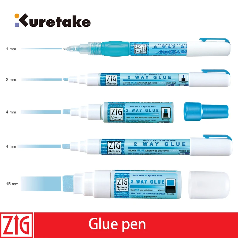 

1pc JAPAN ZIG Kuretake Memory System 2 Way Environmental Protection Coloured Glue Pen Japan 1mm 2mm 4mm 15mm DIY Glue