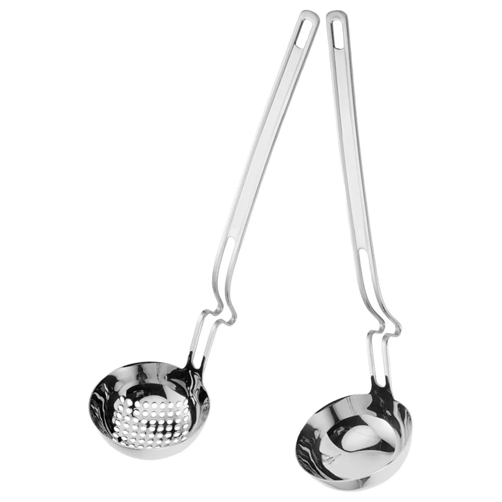 

304 Stainless Steel Hot Pot Spoon Large Capacity Soup Ladle Kitchen Tools Strainer Spoon Set Long H Serving Spoons